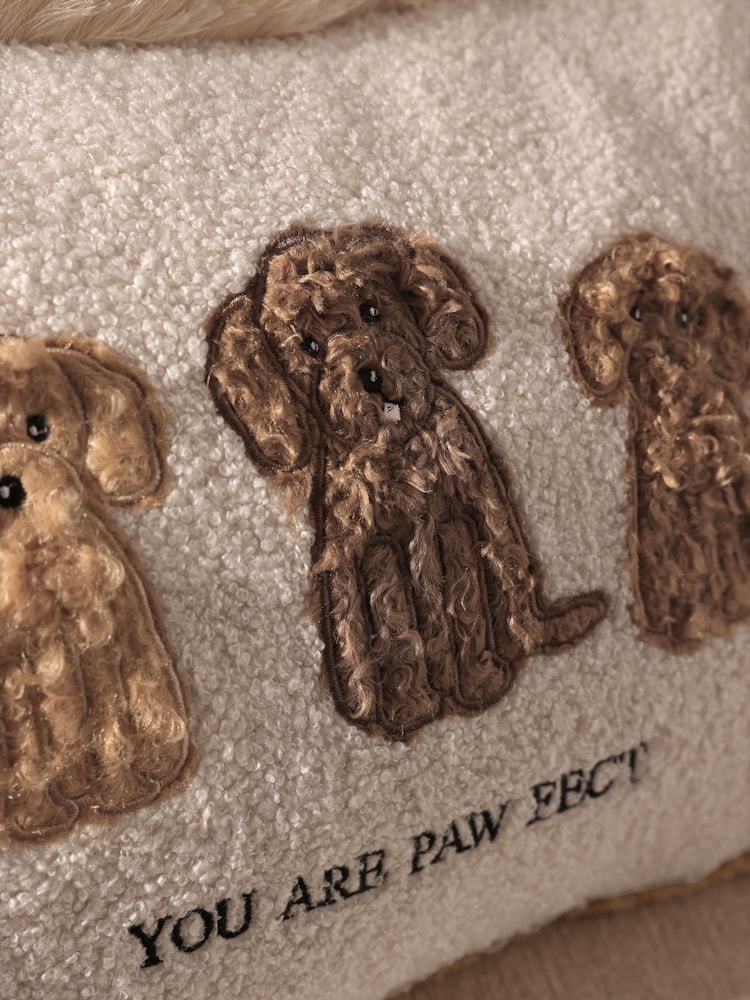 Natural Embroidered Cockapoo Trio Cushion - Image 2 of 5