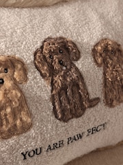Natural Embroidered Cockapoo Trio Cushion - Image 4 of 5