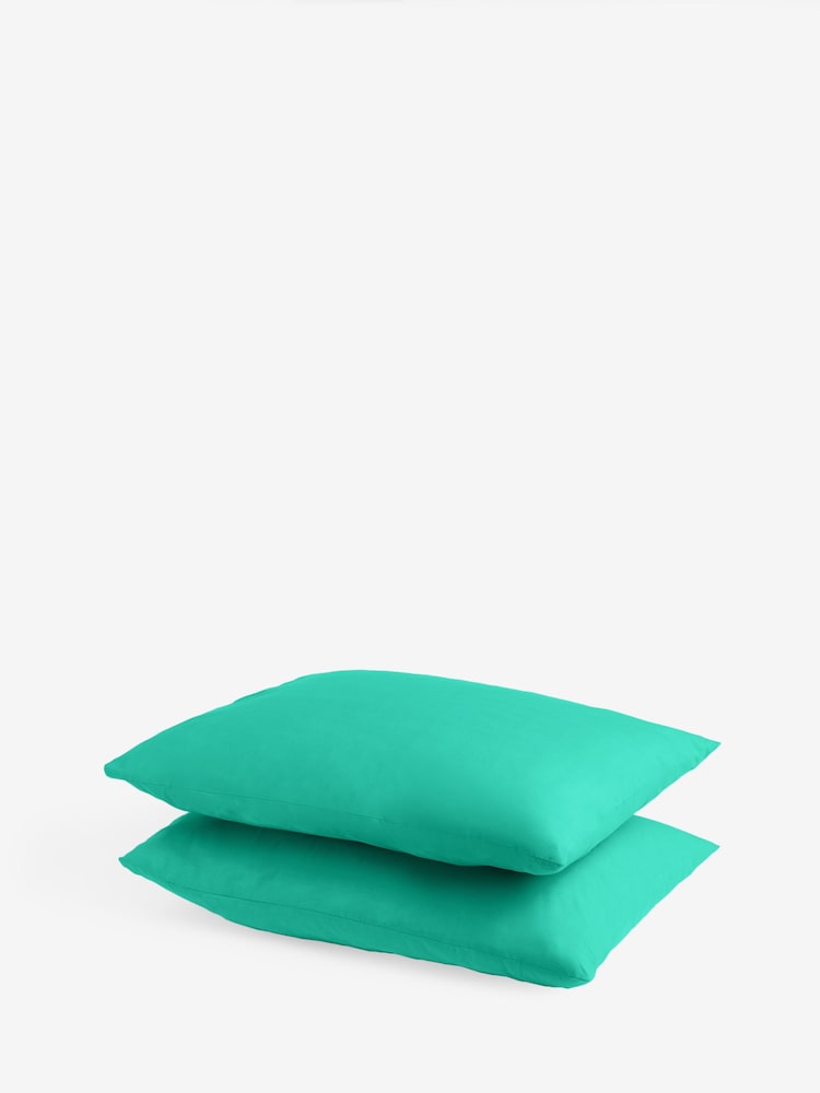 Set of 2 Green Pure 144 Thread Count 100% Cotton Pillowcases - Image 3 of 3 Set of 2 Green Pure 144 Thread Count 100% Cotton Pillowcases - Image 3 of 3