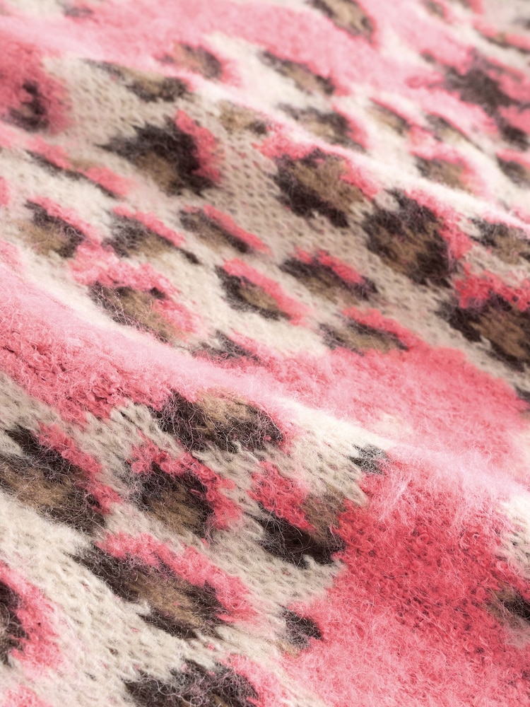 Pink Star Leopard Animal V-Neck Jumper - Image 6 of 6