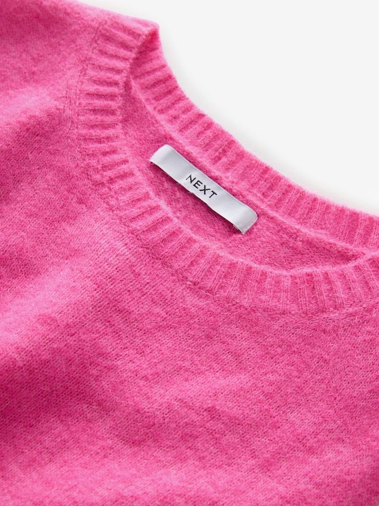 Pink Bright Sleeveless Knitted Crew Tank Vest Top with Alpaca - Image 7 of 7