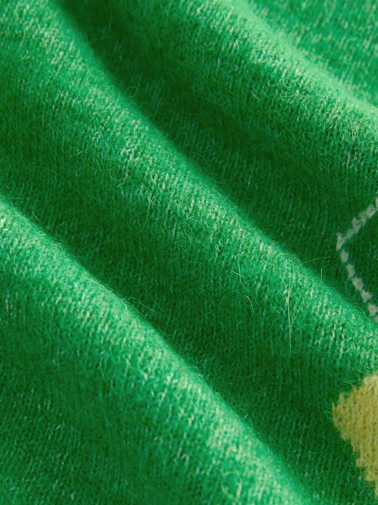 Green Argyle Pattern Sleeveless Knitted Crew Tank Vest Top with Alpaca - Image 8 of 8