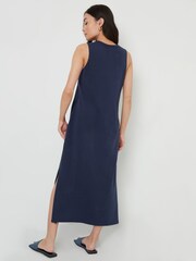Threadbare Blue Sleeveless Jersey Midi 100% Cotton Dress With Pockets - Image 5 of 5