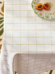 Nina Campbell Ochre Yellow Woven Check Table Cloth - Image 2 of 4