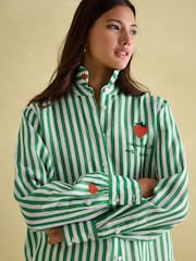 Joules Set Match Green & White 100% Linen Shirt with Tennis Embroidery - Image 5 of 6