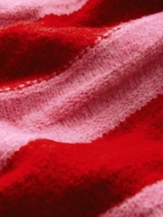 Red Pink Stripe High Neck Textured Knitted Jumper with Wool - Image 6 of 7