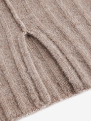 Neutral Brown High Neck Textured Knitted Jumper with Wool - Image 8 of 9