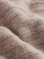 Neutral Brown High Neck Textured Knitted Jumper with Wool - Image 9 of 9