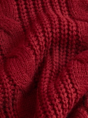 Red High Roll Neck Fringe Knitted Cape Cardigan With Wool - Image 6 of 7