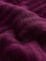 Burgundy Red High Neck Textured Knitted Jumper with Wool - Image 8 of 9