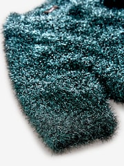 Dark Green Sparkle Tinsel Short Sleeve Knitted T-Shirt Jumper - Image 7 of 7