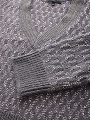Серый угольный - Co-ord Sparkle Patterned V-Neck Knitted Jumper - Image 6 of 7