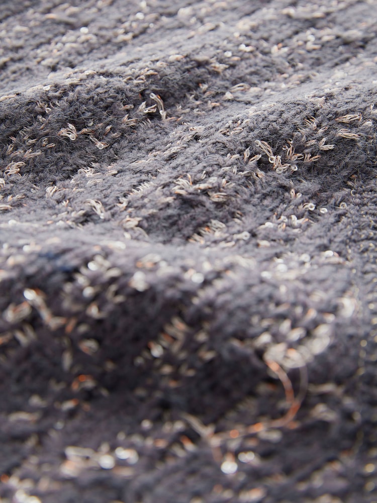 Серый угольный - Co-ord Sparkle Patterned V-Neck Knitted Jumper - Image 7 of 7