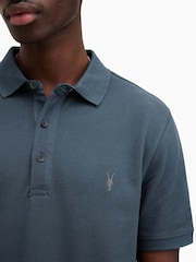 AllSaints Blue Reform Short Sleeve Polo Shirt - Image 2 of 5