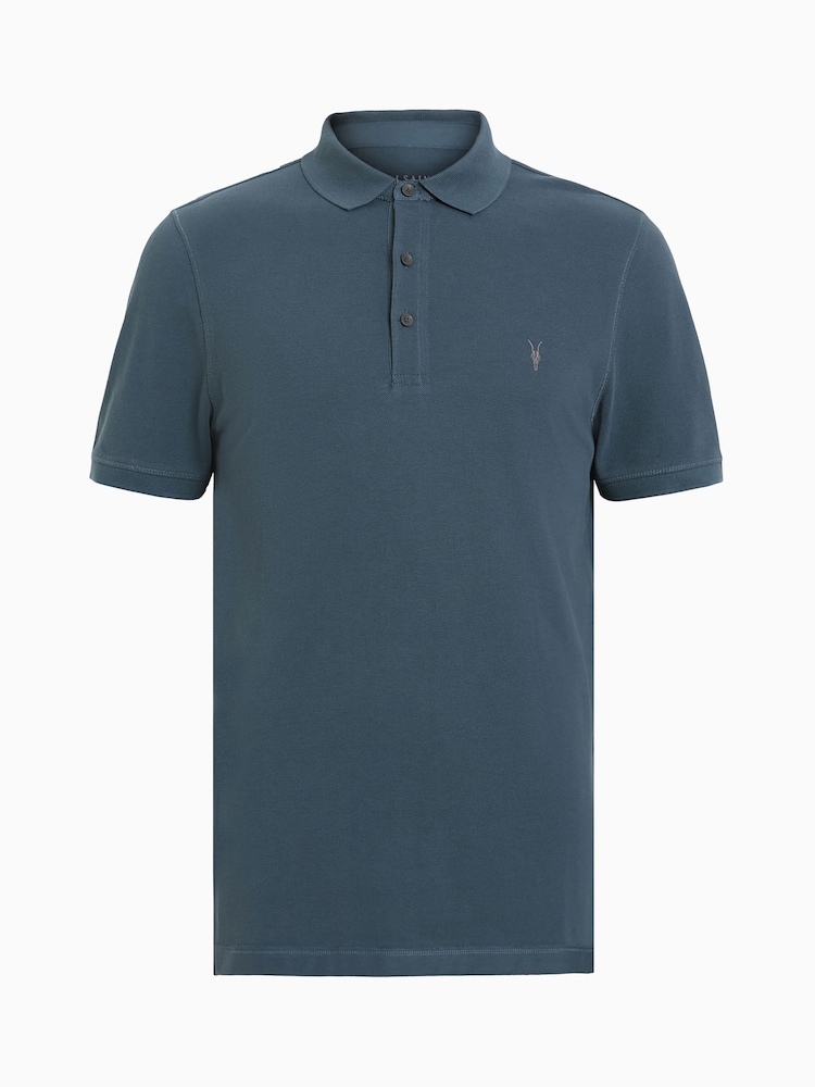 AllSaints Blue Reform Short Sleeve Polo Shirt - Image 5 of 5