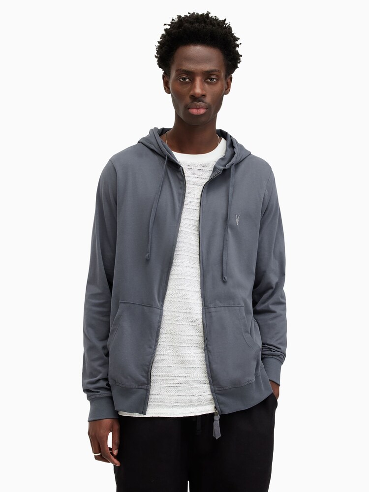 AllSaints Blue 100% Cotton Brace Hoodie - Image 1 of 7