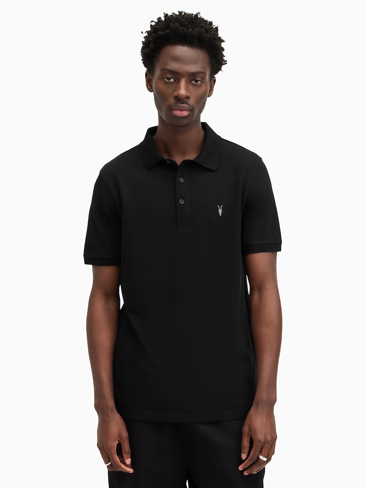 AllSaints Black Reform Short Sleeve Polo Shirts 2 Pack - Image 3 of 7
