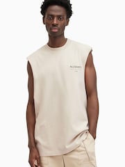 Braun - AllSaints 100% Cotton Access Sleeveless Crew T-Shirt - Bild 1 von 8