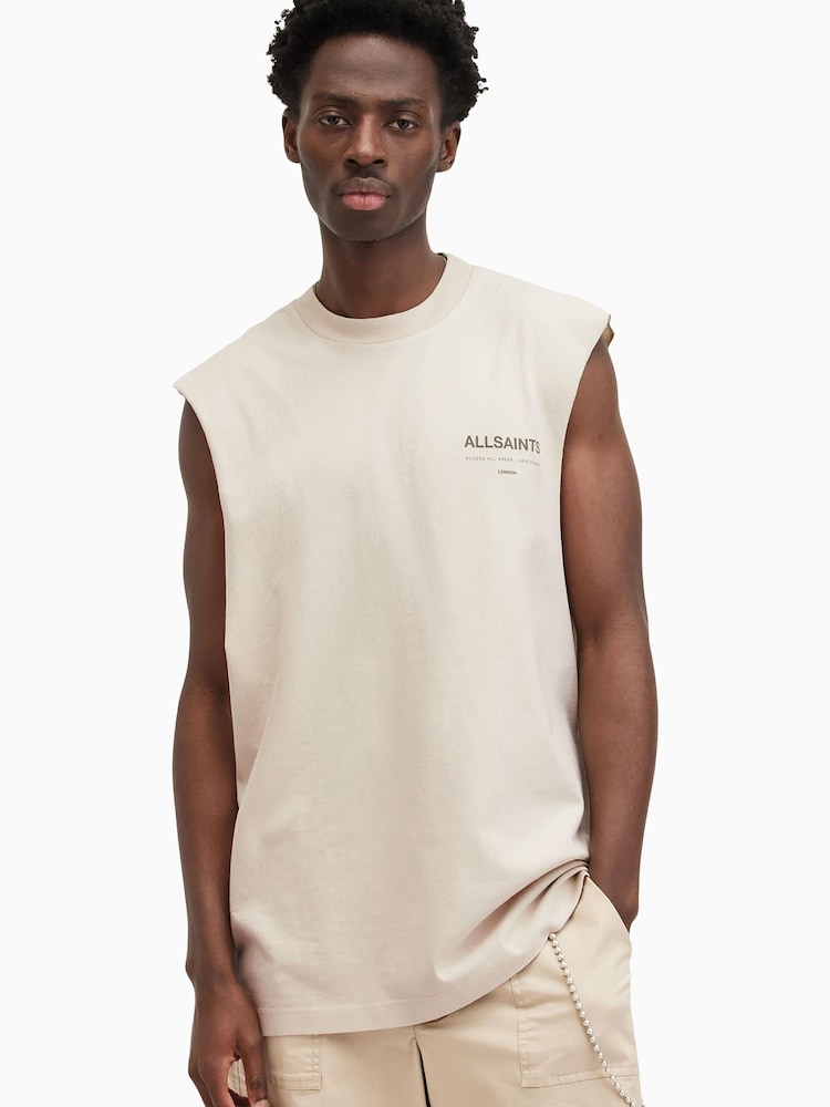 Braun - AllSaints 100% Cotton Access Sleeveless Crew T-Shirt - Bild 1 von 8