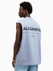 Blau - AllSaints 100% Cotton Access Sleeveless Crew T-Shirt - Bild 2 von 8