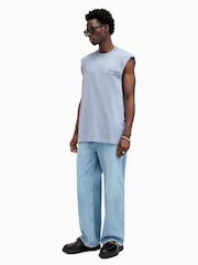 Blau - AllSaints 100% Cotton Access Sleeveless Crew T-Shirt - Bild 3 von 8