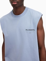 Blau - AllSaints 100% Cotton Access Sleeveless Crew T-Shirt - Bild 4 von 8