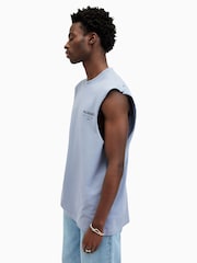 Blau - AllSaints 100% Cotton Access Sleeveless Crew T-Shirt - Bild 5 von 8