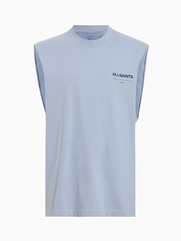 Blau - AllSaints 100% Cotton Access Sleeveless Crew T-Shirt - Bild 8 von 8