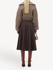 Remain Knitted Cropped Bomber Brown Jumper - Image 2 of 6