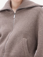 Remain Knitted Cropped Bomber Brown Jumper - Image 3 of 6