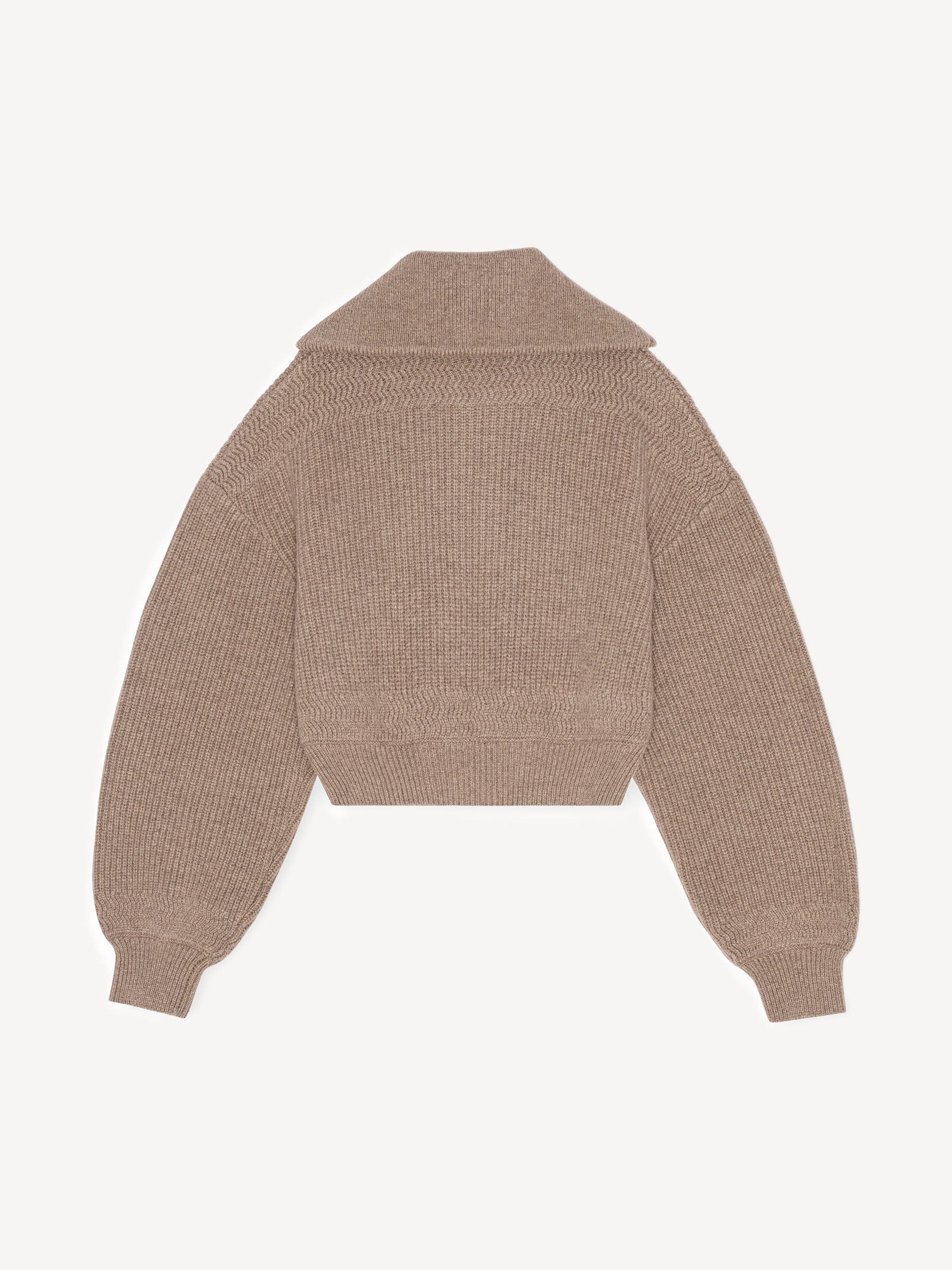 Remain Knitted Cropped Bomber Brown Jumper | Seasons