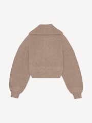 Remain Knitted Cropped Bomber Brown Jumper - Image 5 of 6