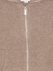 Remain Knitted Cropped Bomber Brown Jumper - Image 6 of 6