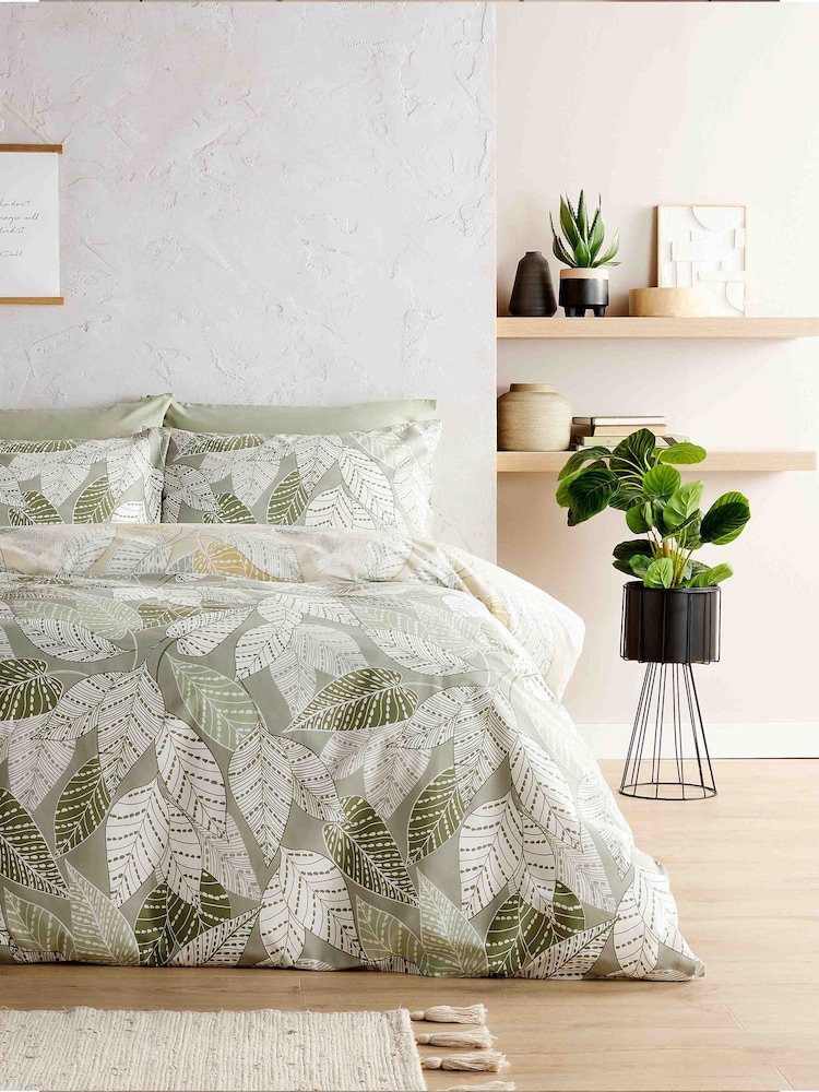 Vantona Green Leaves Duvet Cover Set - Image 1 of 4