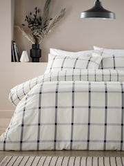Vantona GreyNatural 100% Cotton Brushed Plaid Duvet Cover Set - Image 1 of 4