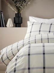 Vantona GreyNatural 100% Cotton Brushed Plaid Duvet Cover Set - Image 2 of 4