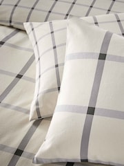 Vantona GreyNatural 100% Cotton Brushed Plaid Duvet Cover Set - Image 3 of 4