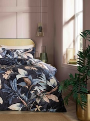 Vantona NavyMulti Carlotta Leaves 100% Cotton Duvet Cover Set - Image 1 of 4