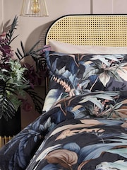 Vantona NavyMulti Carlotta Leaves 100% Cotton Duvet Cover Set - Image 2 of 4