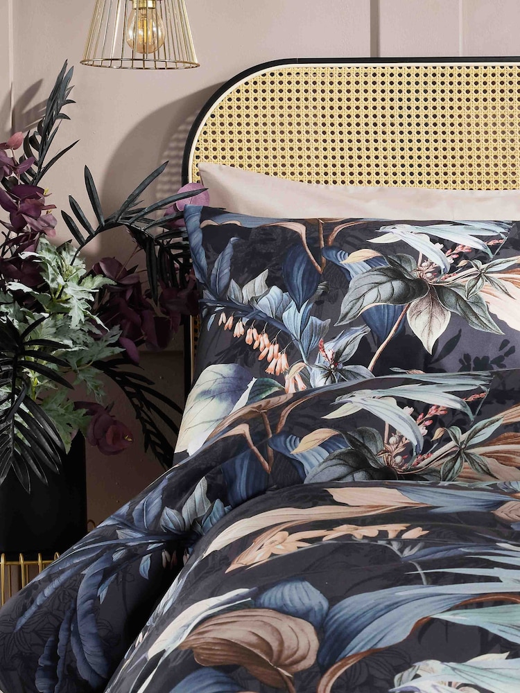 Vantona NavyMulti Carlotta Leaves 100% Cotton Duvet Cover Set - Image 2 of 4