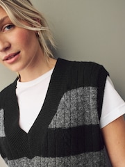 Black/Charcoal Grey V-Neck Knitted Tank - Image 3 of 6