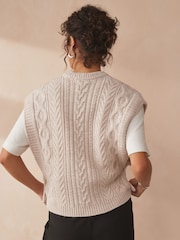 Ecru Cable Knit Button Side Tank - Image 3 of 7