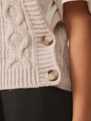 Ecru Cable Knit Button Side Tank - Image 4 of 7