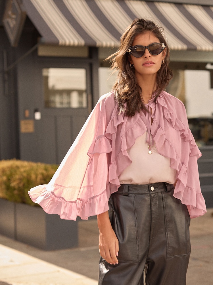 Dusty Pink Frill Cape - Image 1 of 7