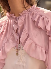 Dusty Pink Frill Cape - Image 4 of 7