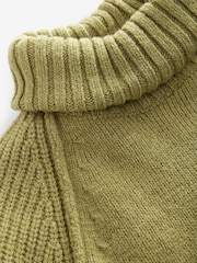 Vert kaki - Roll Neck Knitted Poncho - Image 6 de 7