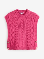 Pink Cable Knit Button Side Tank - Image 5 of 7