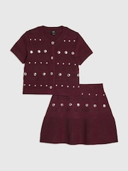 River Island Red Studded Top & Skirt Set - Image 1 of 5
