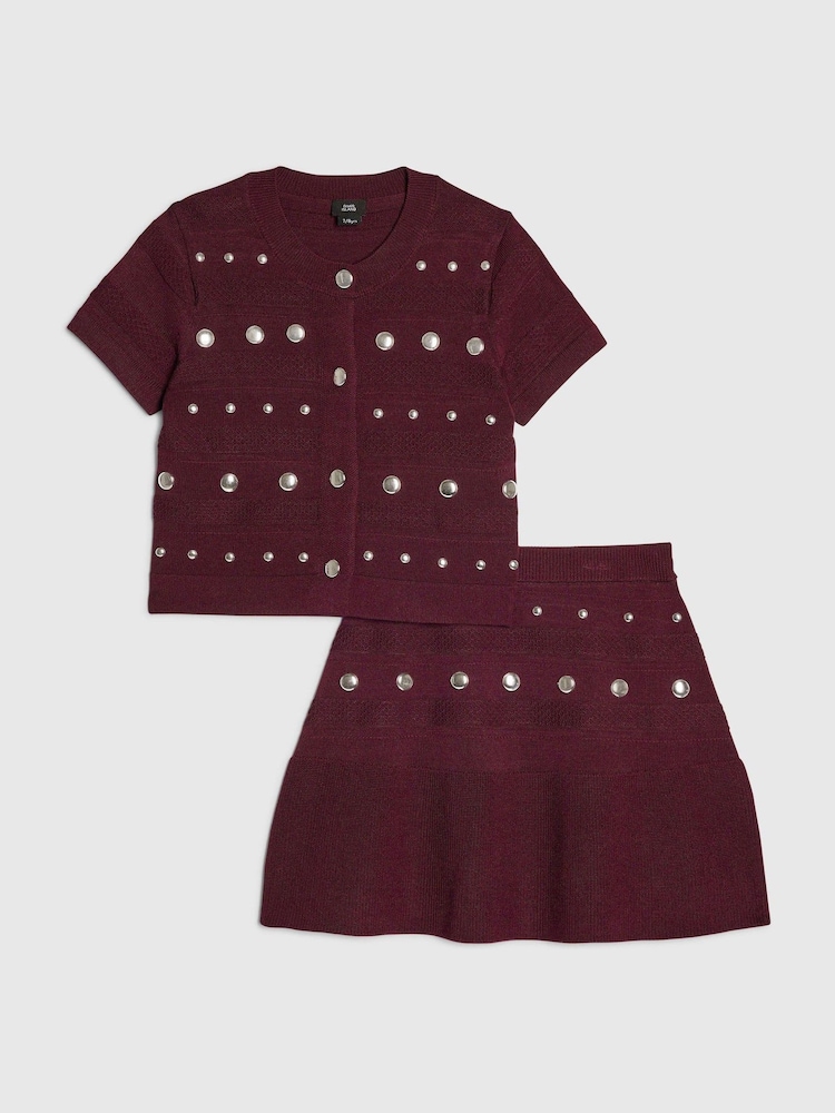 River Island Red Studded Top & Skirt Set - Image 1 of 5 River Island Red Studded Top & Skirt Set - Image 1 of 5