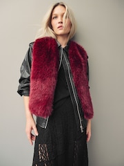 Berry Pink Faux Fur Gilet - Image 1 of 4